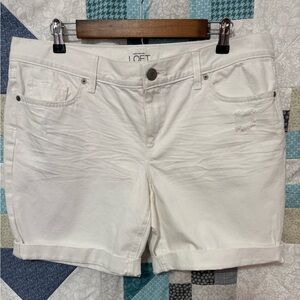 LOFT Women's 31/12 White Cuffed Denim Short NWT